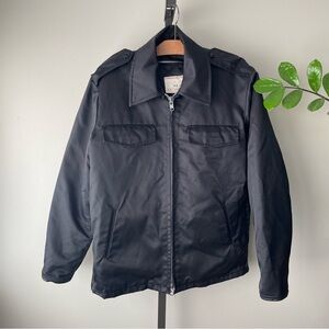 Vintage Canadian Police Zip Bomber Style Jacket Shiny Black 90s 1990s Men’s XL